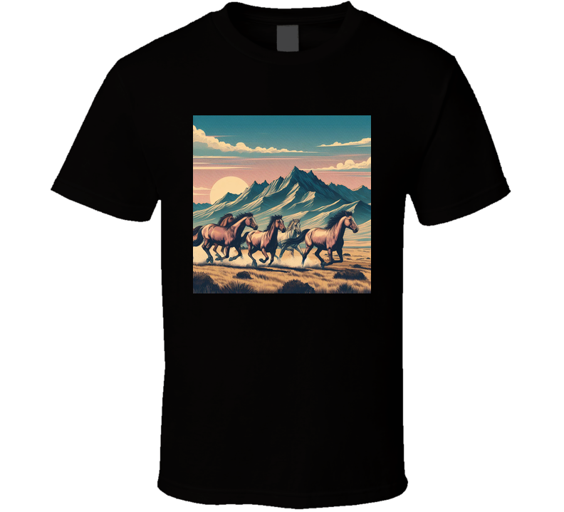 Wild Horses Stallions Galloping Fantasy T Shirt
