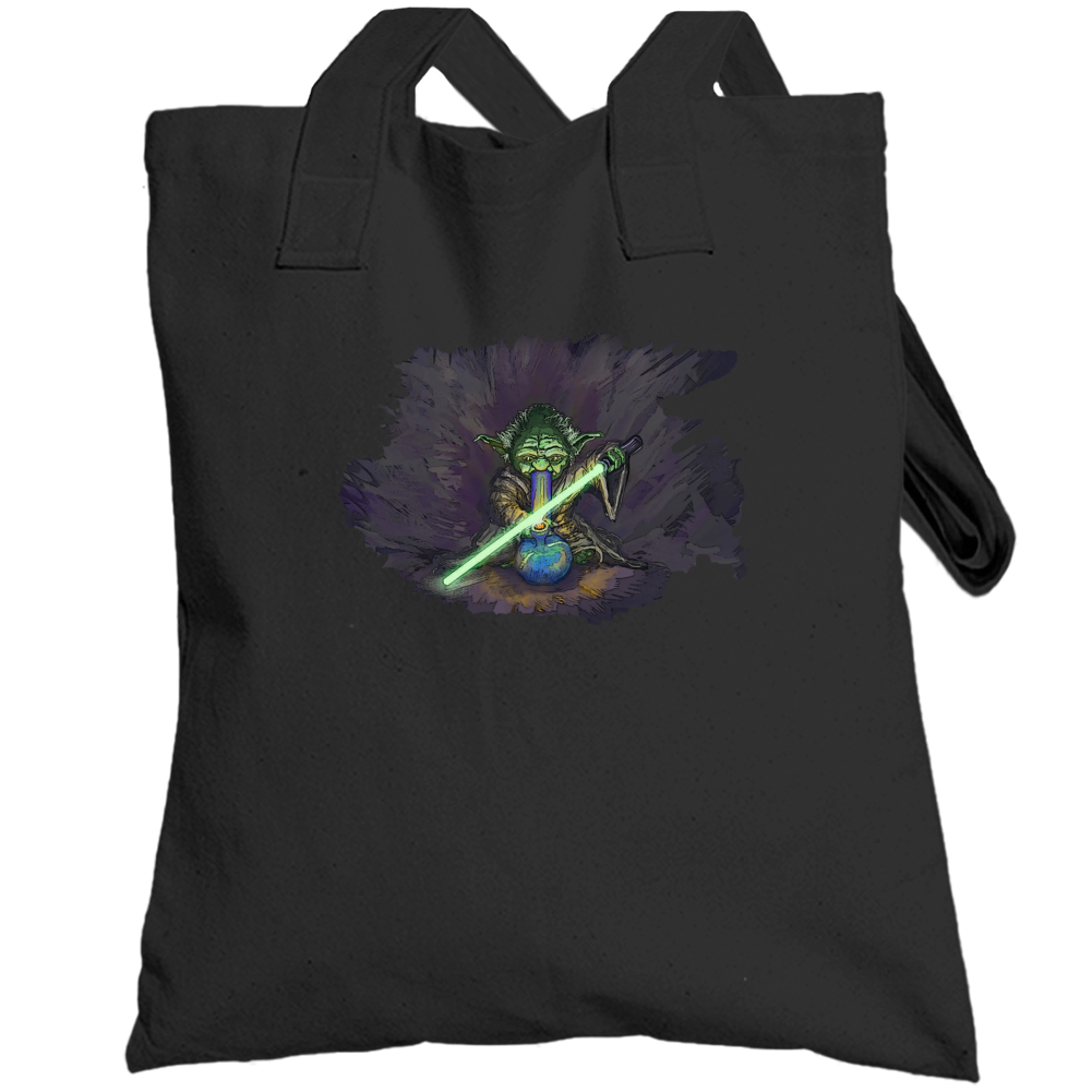 Yoda Stoned Bong Cannabis Weed Funny Star Wars Fan Totebag