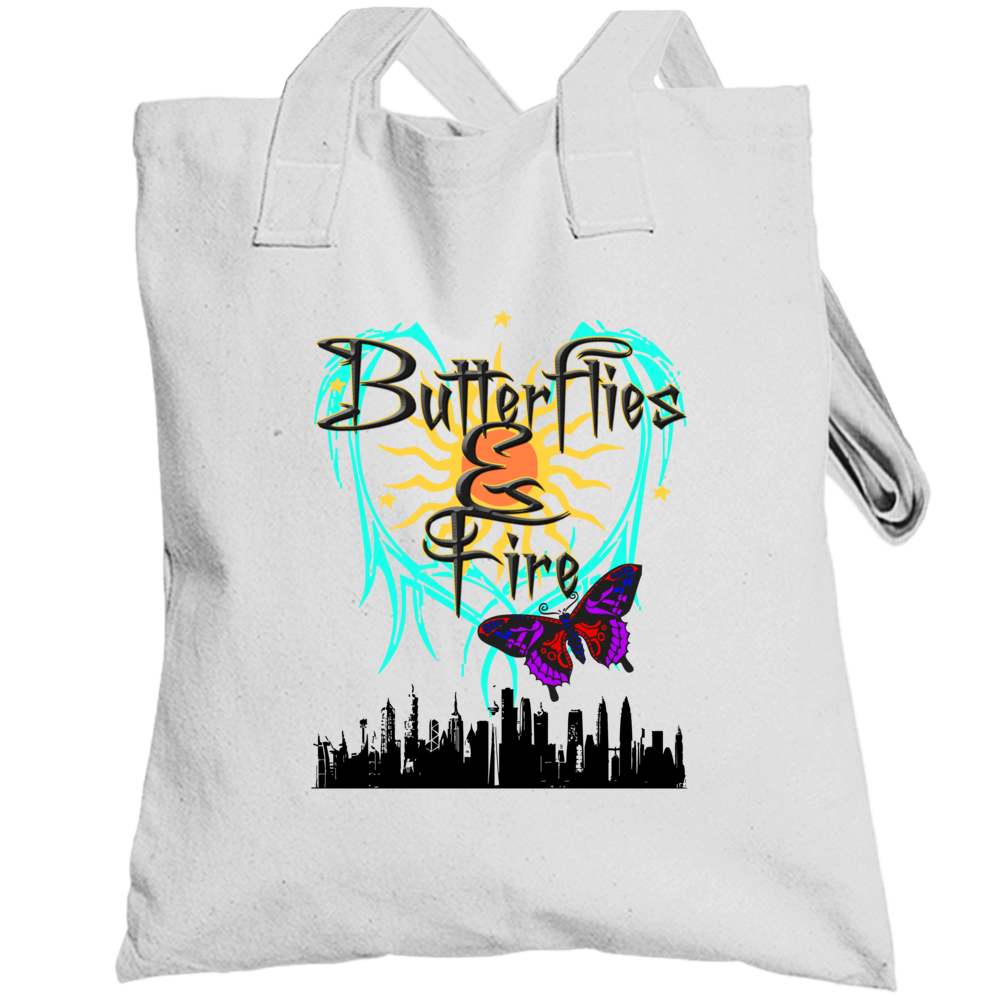 Butterflies & Fire Moth To A Flame Love Peace Totebag