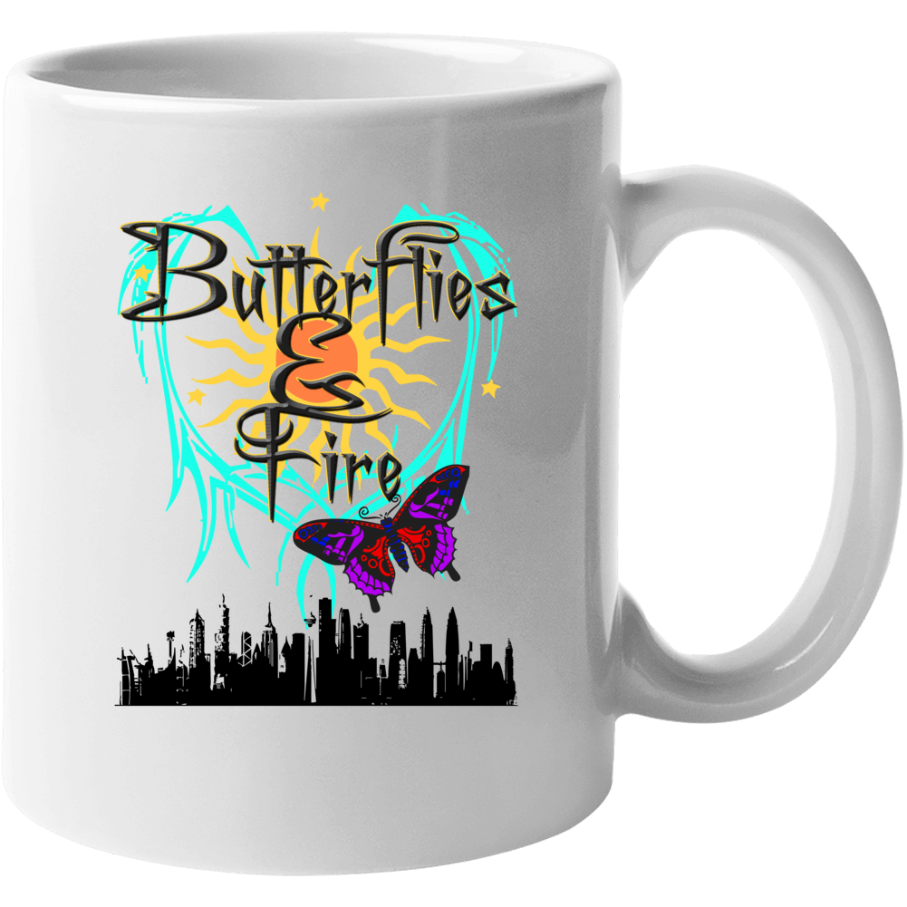 Butterflies & Fire Moth To A Flame Love Peace Mug