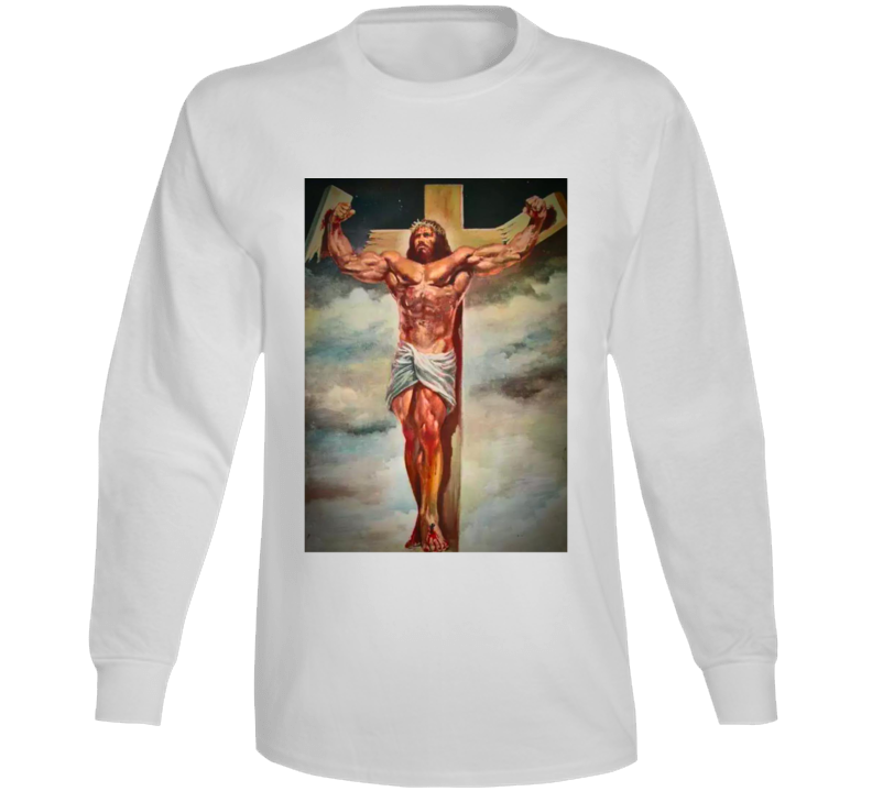 Jesus Lifts Bodybuilder God Gym Parody Long Sleeve