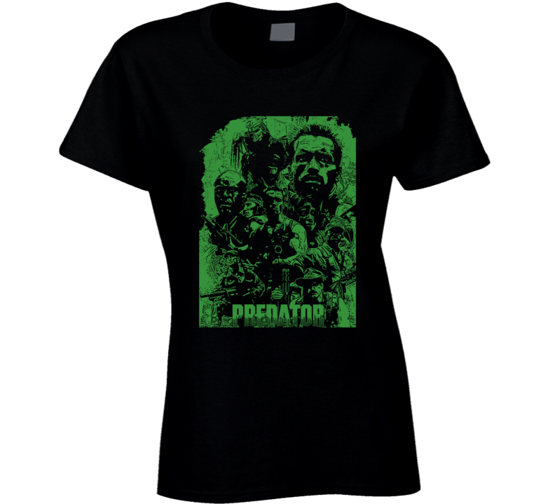 Predator Arnold Schwarzenegger Movie Action Fan Black Ladies T Shirt