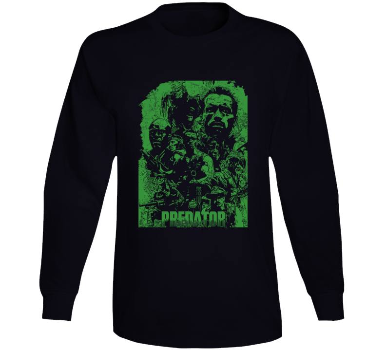 Predator Arnold Schwarzenegger Movie Action Fan Black Long Sleeve