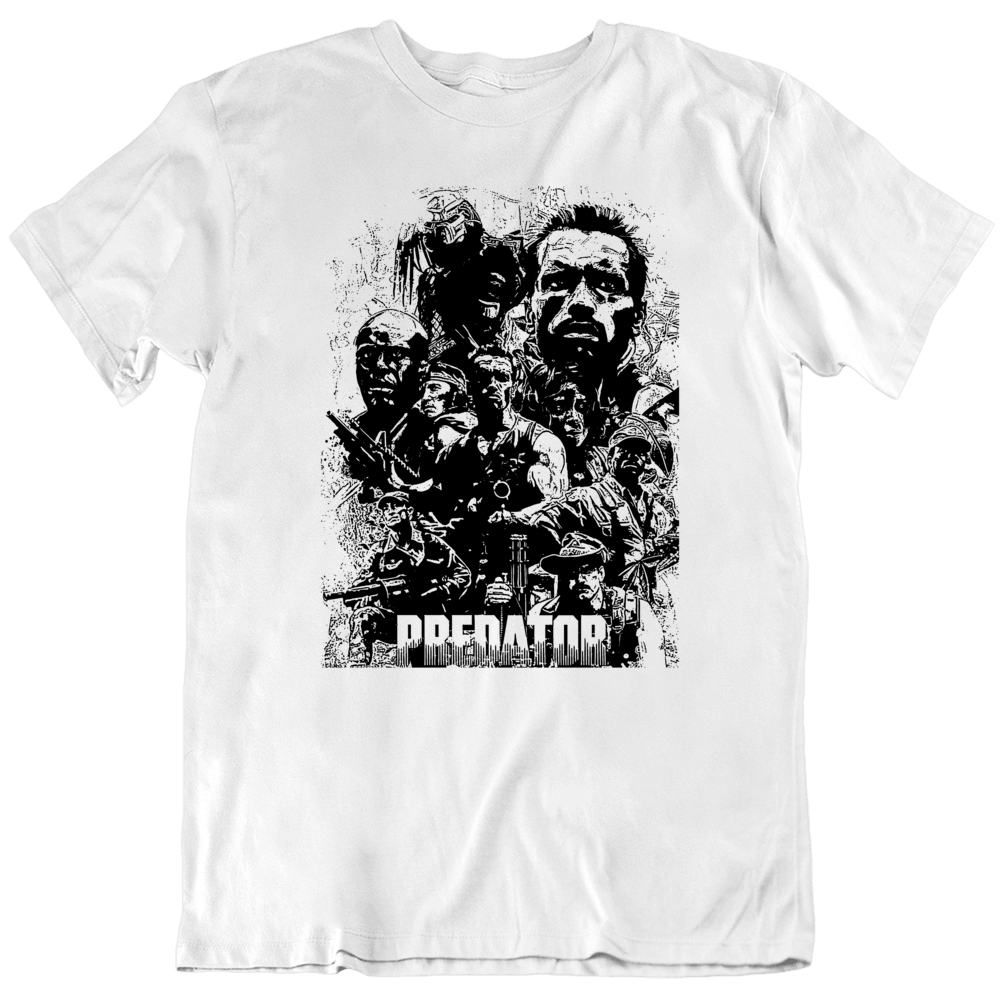 Predator Arnold Schwarzenegger Movie Action Fan White T Shirt