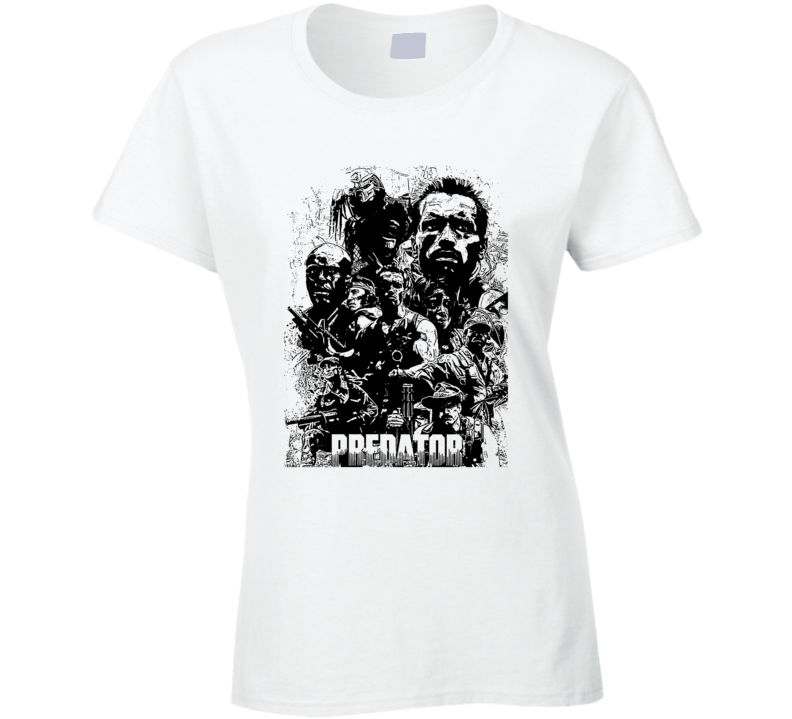 Predator Arnold Schwarzenegger Movie Action Fan White Ladies T Shirt