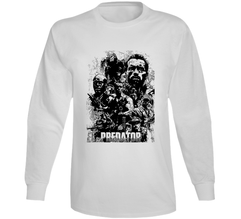 Predator Arnold Schwarzenegger Movie Action Fan White Long Sleeve