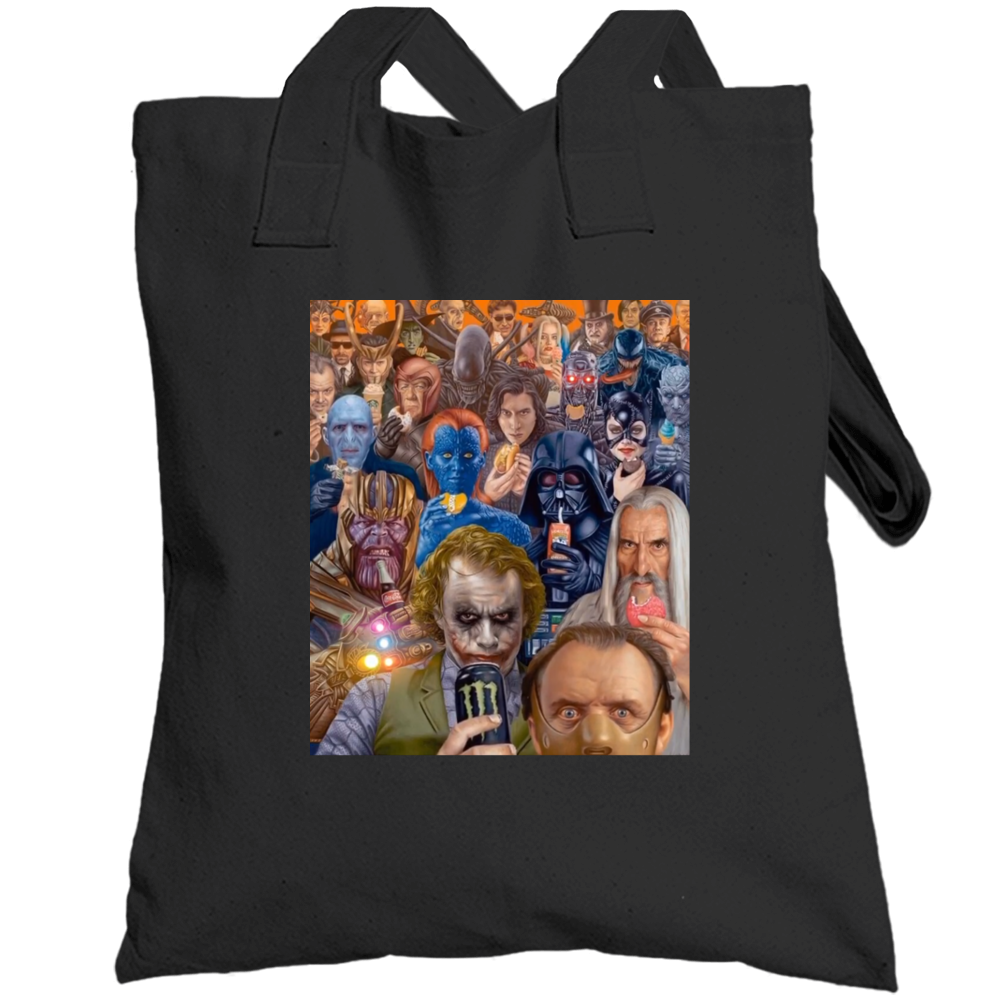 Super Heroes Villains Funny Parody Totebag