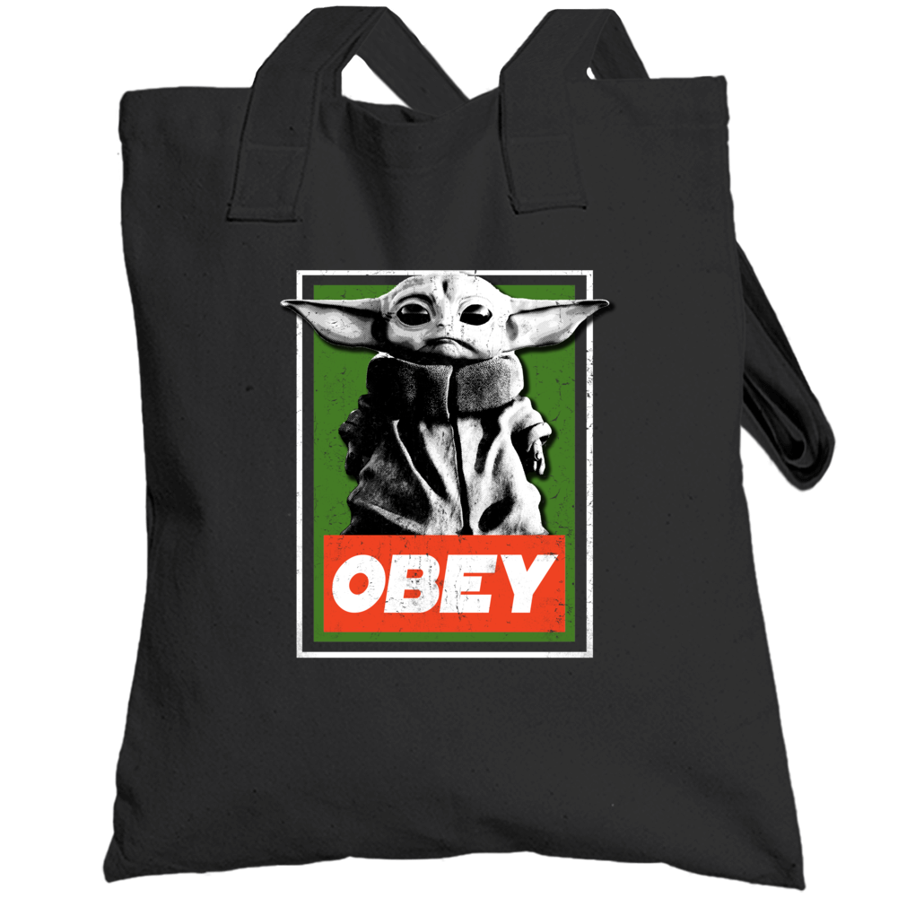 Obey Baby Yoda Funny Star Wars Parody Meme Fan Totebag