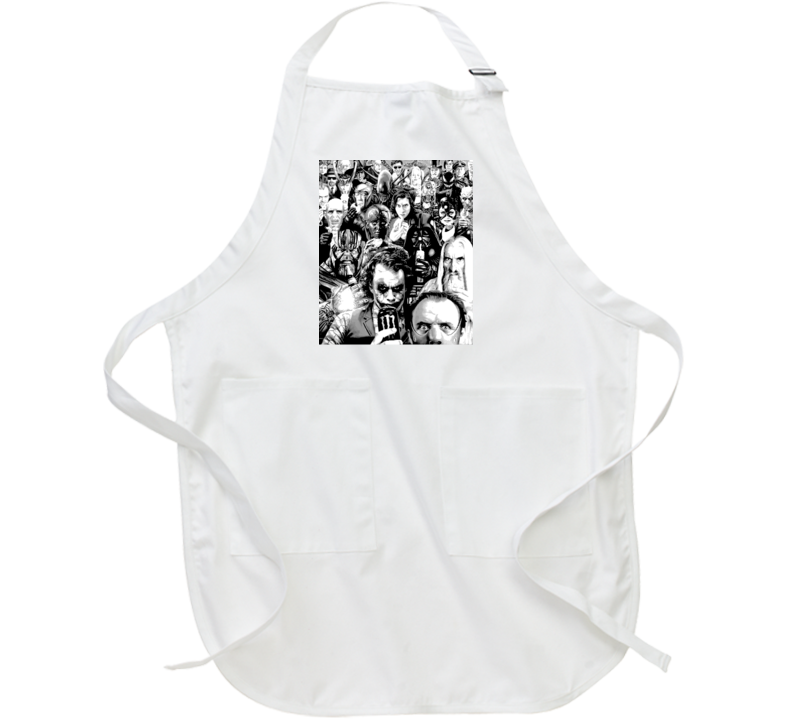 Super Heroes Villains Funny Parody Fan Apron