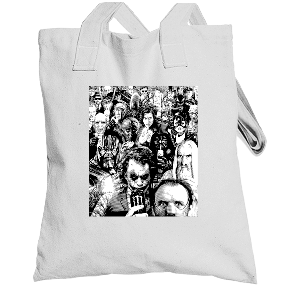 Super Heroes Villains Funny Parody Fan Totebag