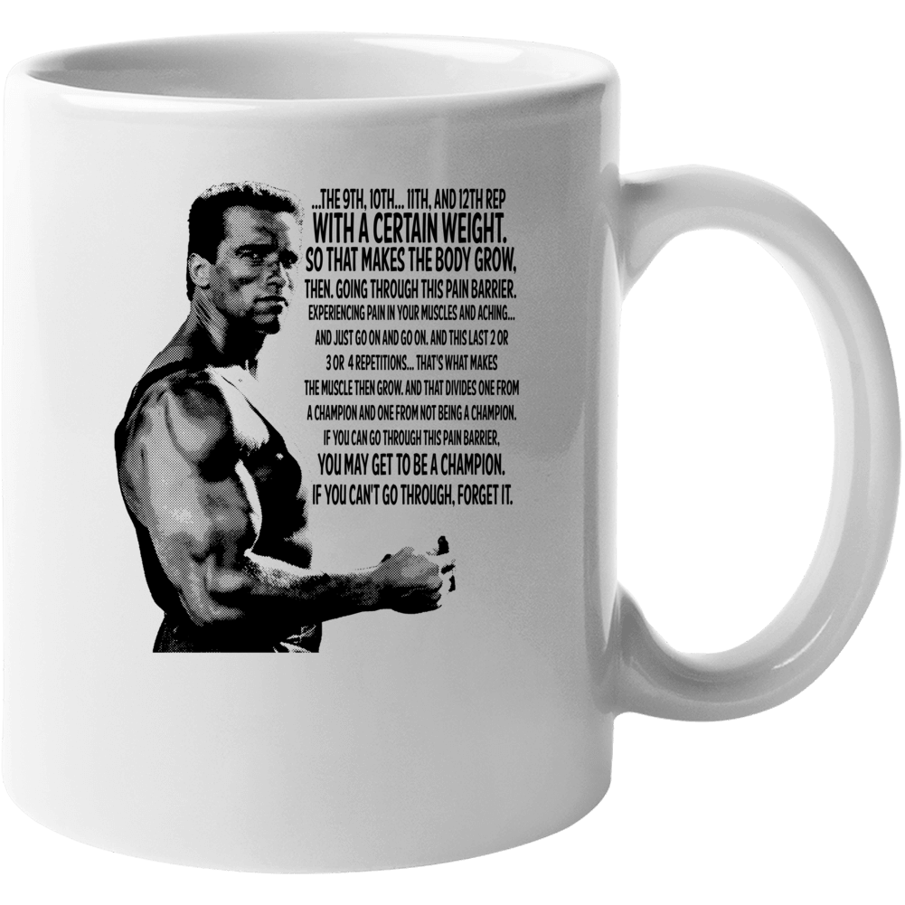 Arnold Schwarzenegger Muscle Grow Quote Bodybuilding Legend Mug