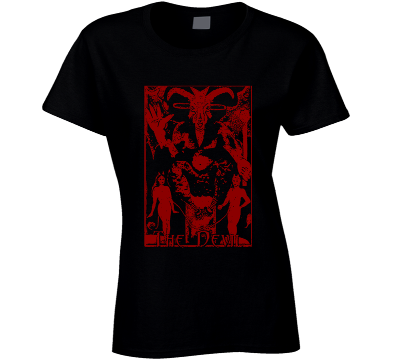 Devil Tarot Card 666 Satan Lucifer Cult Ladies T Shirt