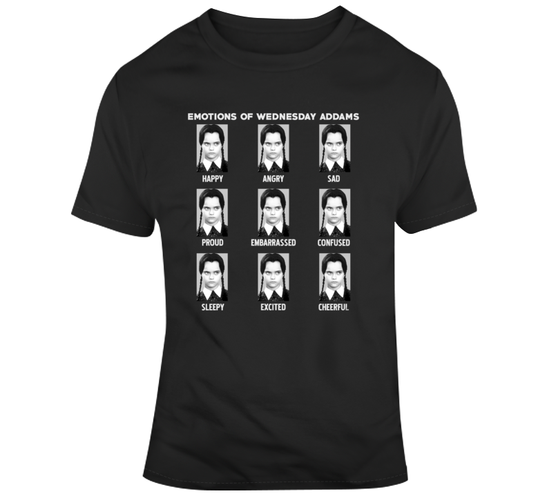 Emotions Of Wednesday Addams Funny Family Movie T Shirt