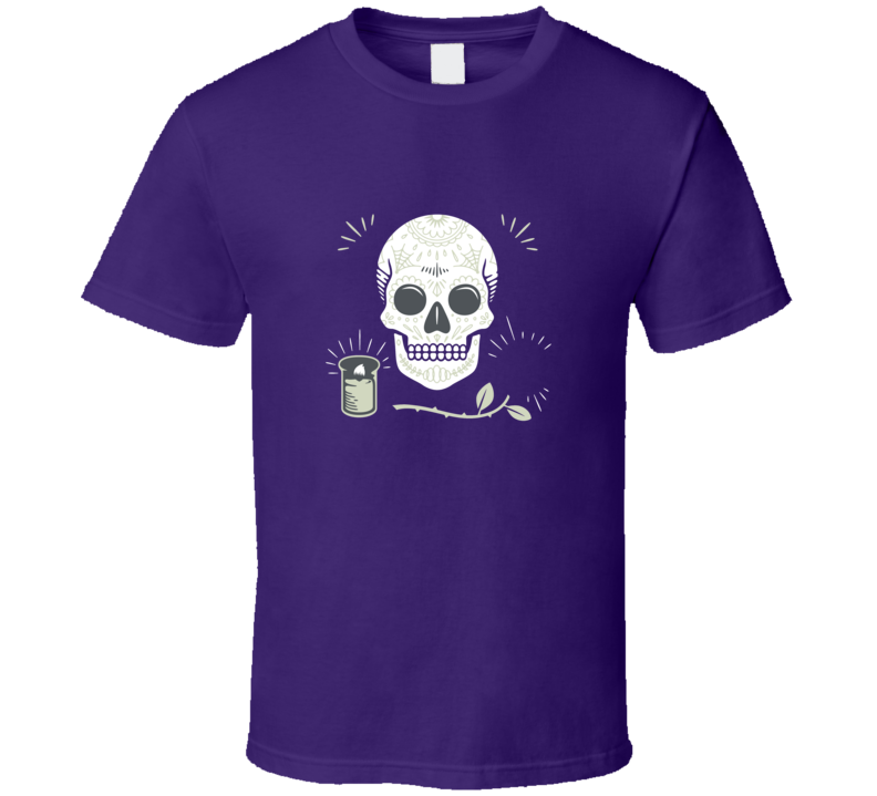 Hipster Day Of The Dead Skull With Rose And Candle T Shirt