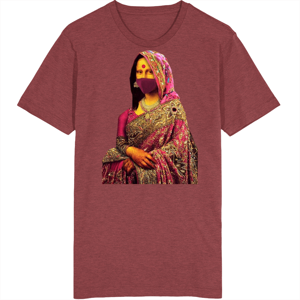 Mona Lisa Mask Indian Dress Parody T Shirt