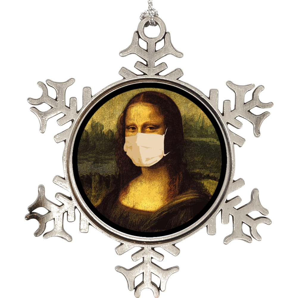 Mona Lisa Face Mask Parody Funny Christmas Holiday Ornament