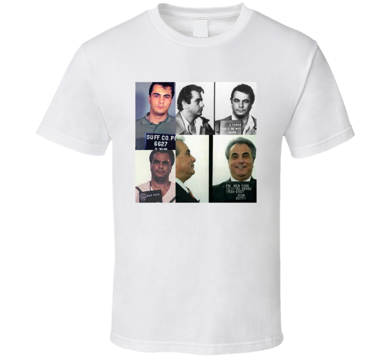 John Gotti Mob Boss Mugshot Collage T Shirt