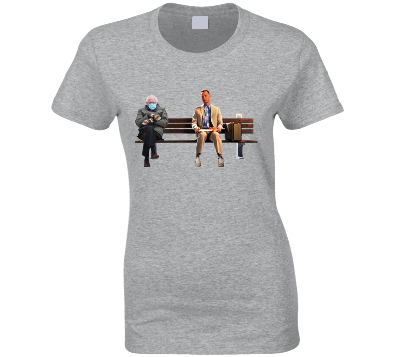 Bernie Sanders Meme Forest Gump Funny Parody Ladies T Shirt