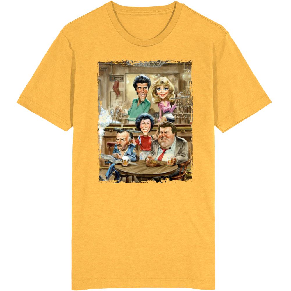 Cheers Caricature Cast Photo Popular 80s Tv Show Fan T Shirt