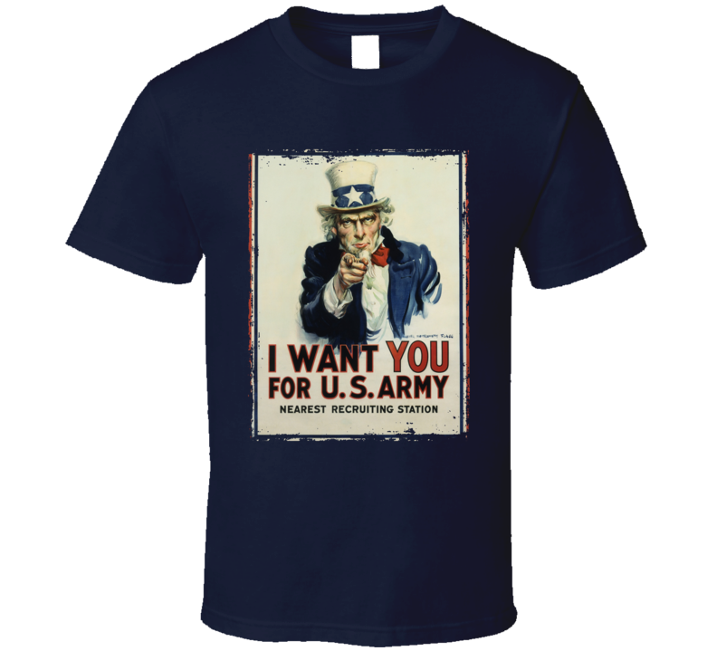 Uncle Sam I Want You For Us Army Vintage Ww1 T Shirt