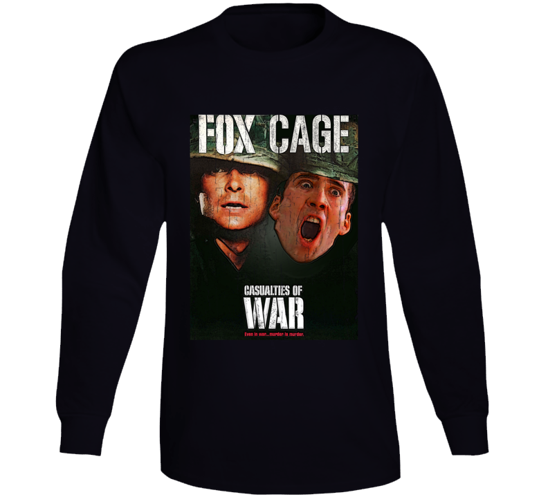 Casualties Of War Nicolas Cage Parody Funny Fake Movie Role Fan Long Sleeve T Shirt