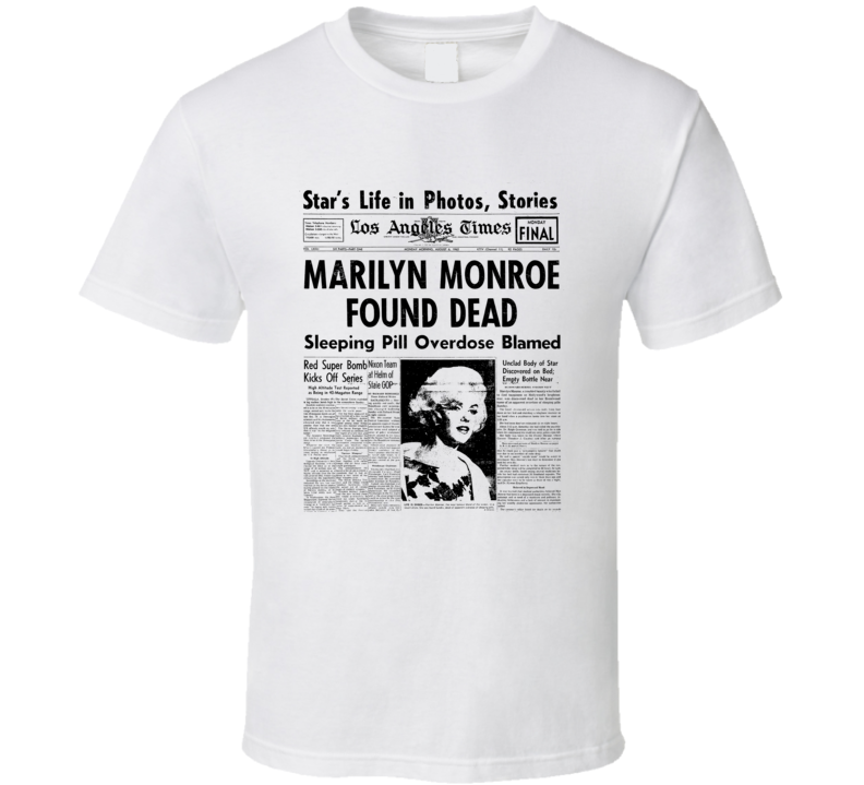 Marilyn Monroe Found Dead Newspaper Headline T Shirt