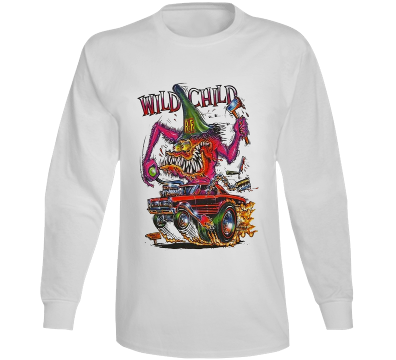 Rat Fink Wild Child Hot Rod Character Long Sleeve T Shirt