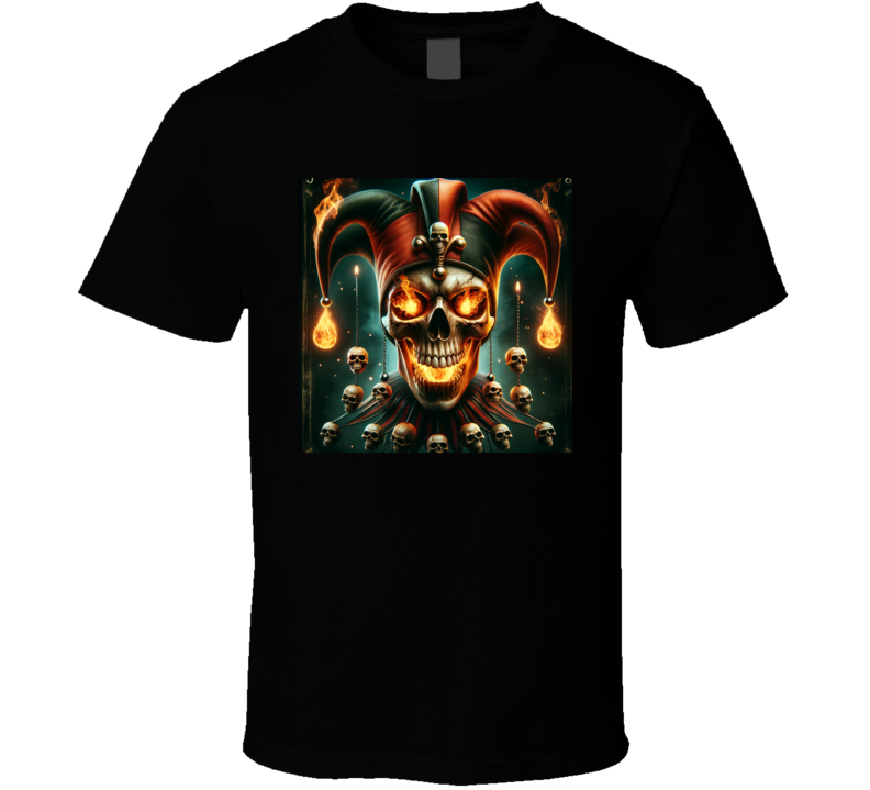 Dead Evil Joker Skull Jester Playing Cards T Shirt