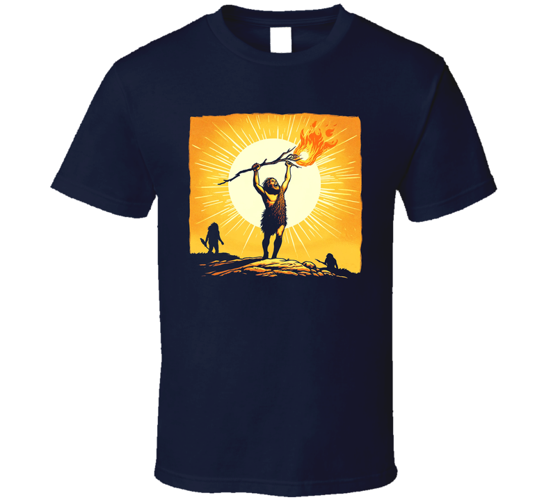 Prehistoric Man Discovers Fire Fantasy T Shirt