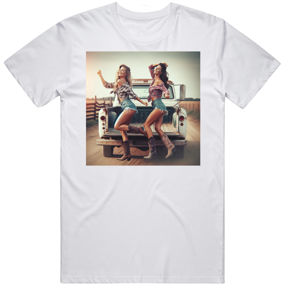 Country Girls Dancing Dirt Road Pick Up Truck T Shirt