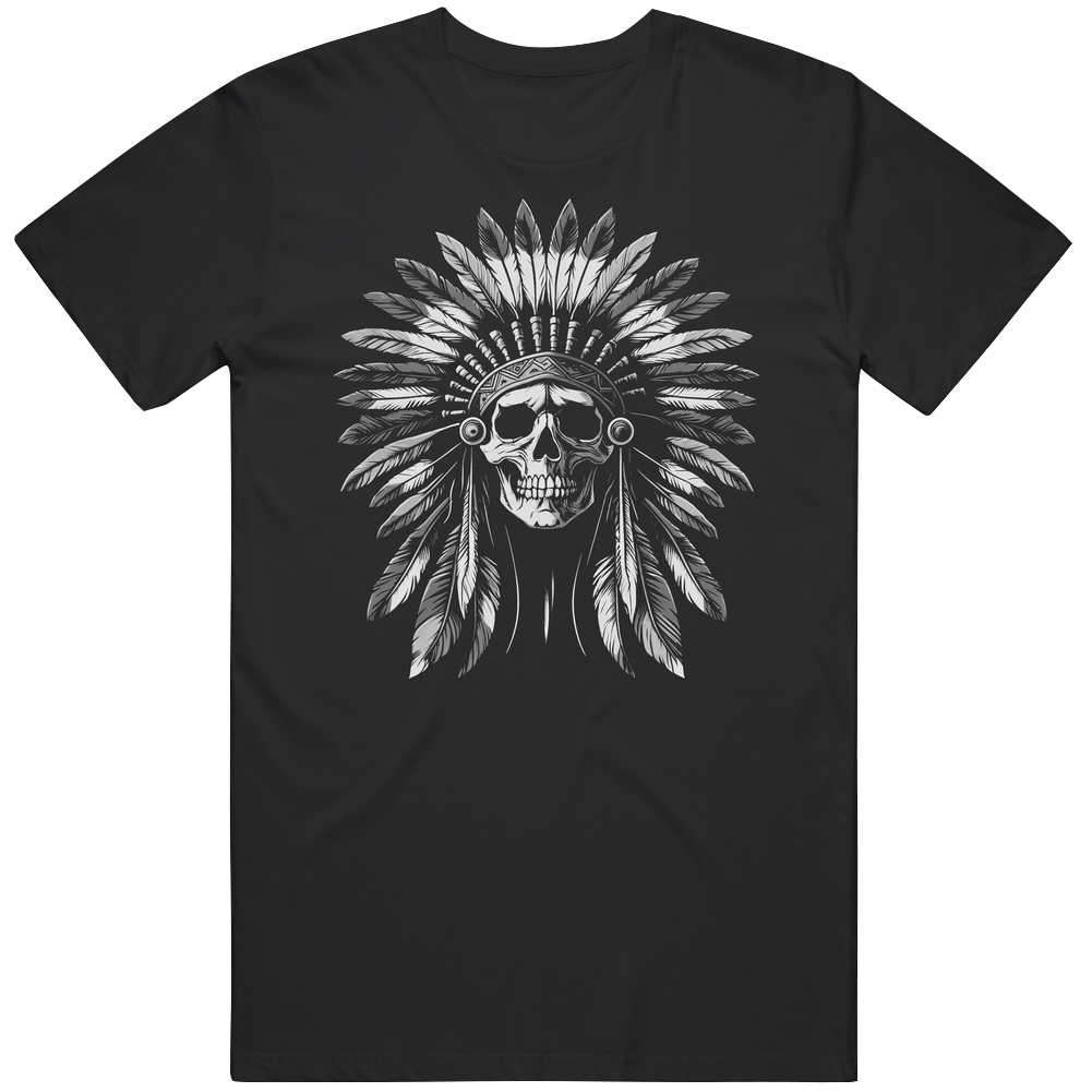 Native American History Skull Head Dress T Shirt