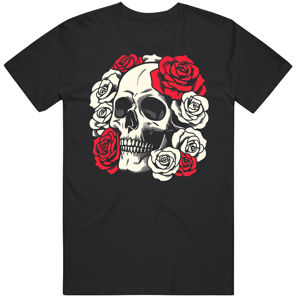 Skull And Roses Gothic Biker T Shirt