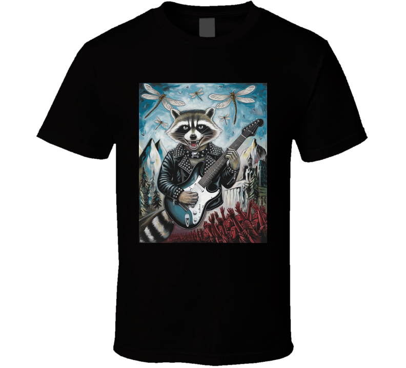 Rockin' Rockstar Racoon Funny Parody T Shirt