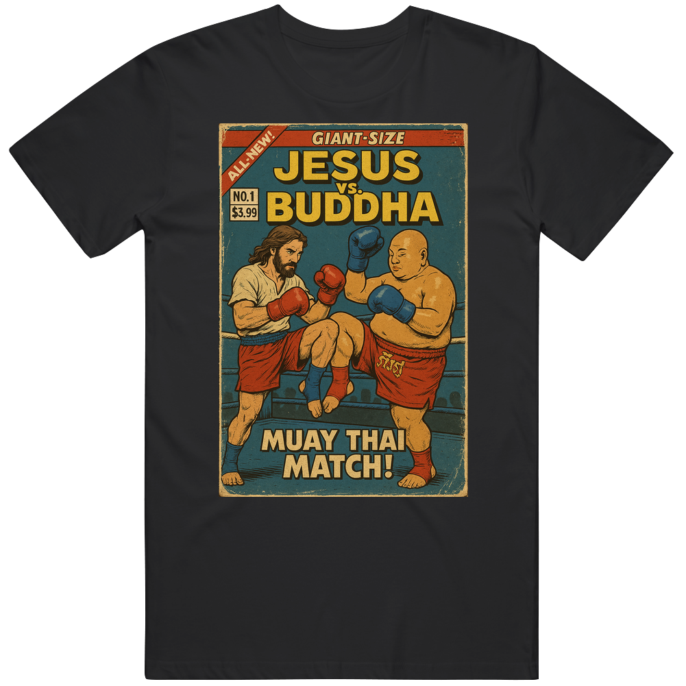 Jesus Vs Buddha Muay Thai Match Up Comic T Shirt