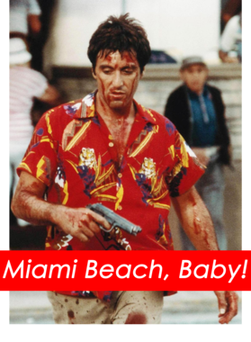 Tony Montana Miami Beach Scarface 80s Movie Parody Fan T Shirt