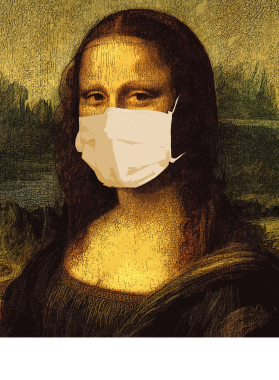 Mona Lisa Face Mask Parody Funny T Shirt