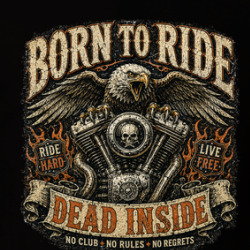 Born To Ride Dead Inside Biker Live Free T Shirt 40374310